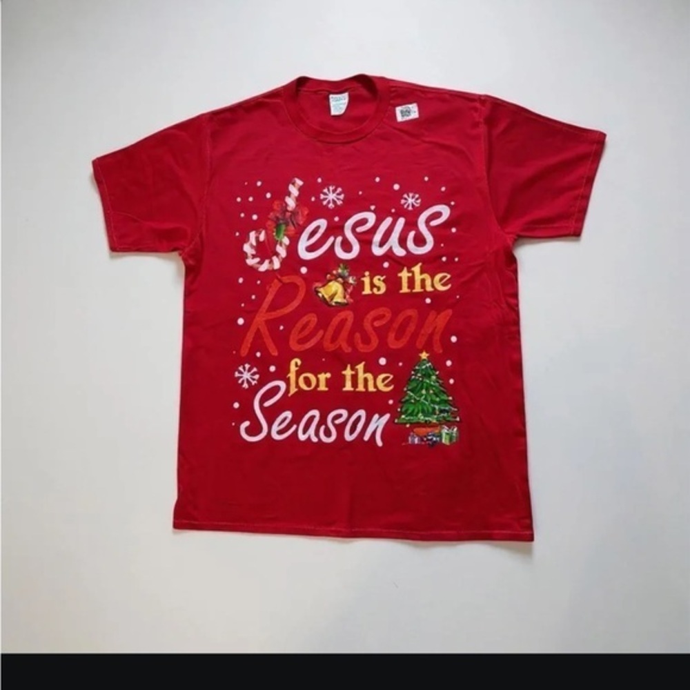 Port & Company Red T-Shirt Jesus is the Reason.,,